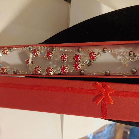 Transparent Glass Cyrstal Beaded Necklace Set - Picture 9 of 9